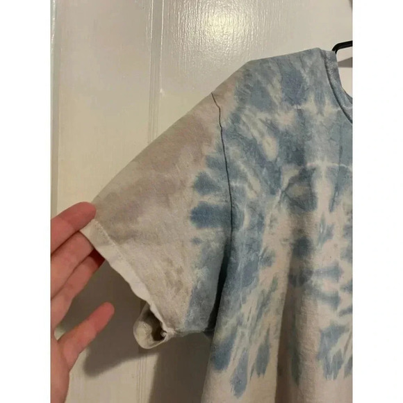 Fruit of the Loom Women's Size Large Blue & white Tie-dyed T-Shirt - Picture 3 of 8